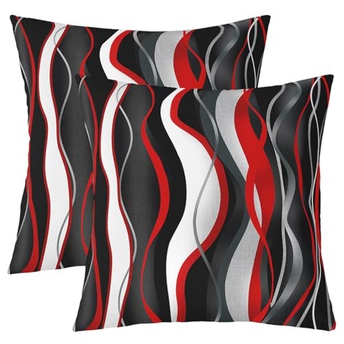  Red and Black Throw Pillow Covers 18"x18" 18" x 18" (Pack of 2) Multi 0609 03