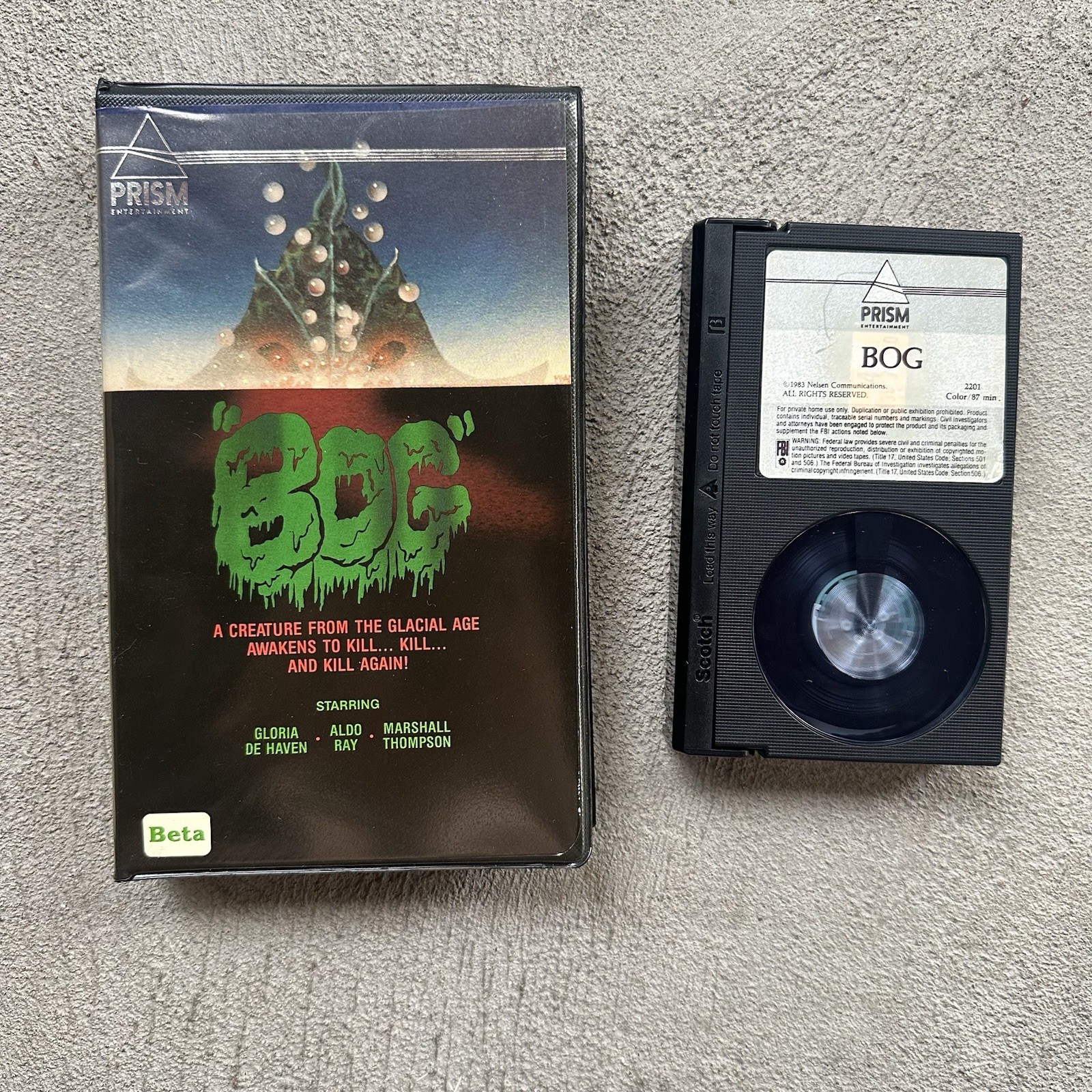 BOG Betamax Monster Horror Movie Gloria De Haven Prism Ent Clamshell Beta Tape