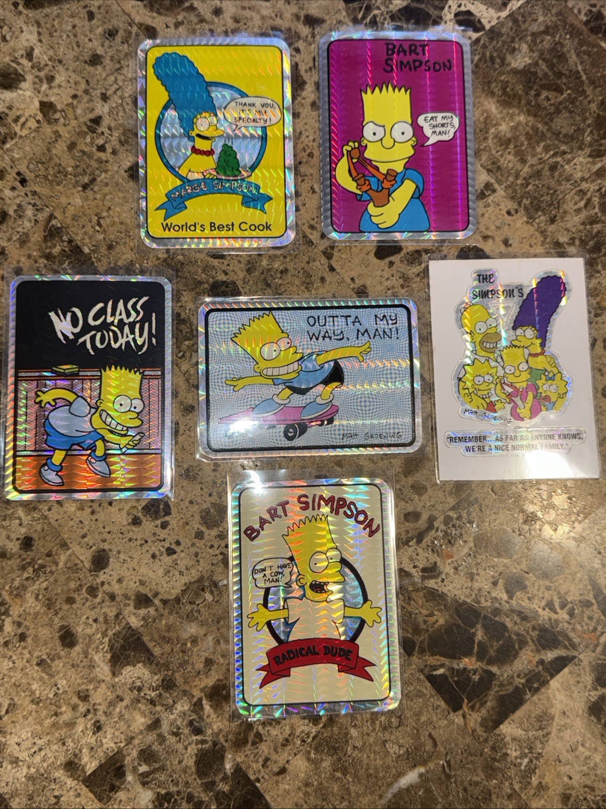 (6) Vintage 80’s/90’s Simpsons Prism Vending Machine Stickers The Simpsons