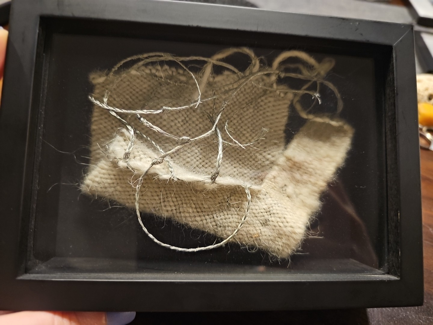 Textile Fragment 1998 Wire And Wool- Weaving Sharon Marcus Lake Mungo 7"x5"x2"