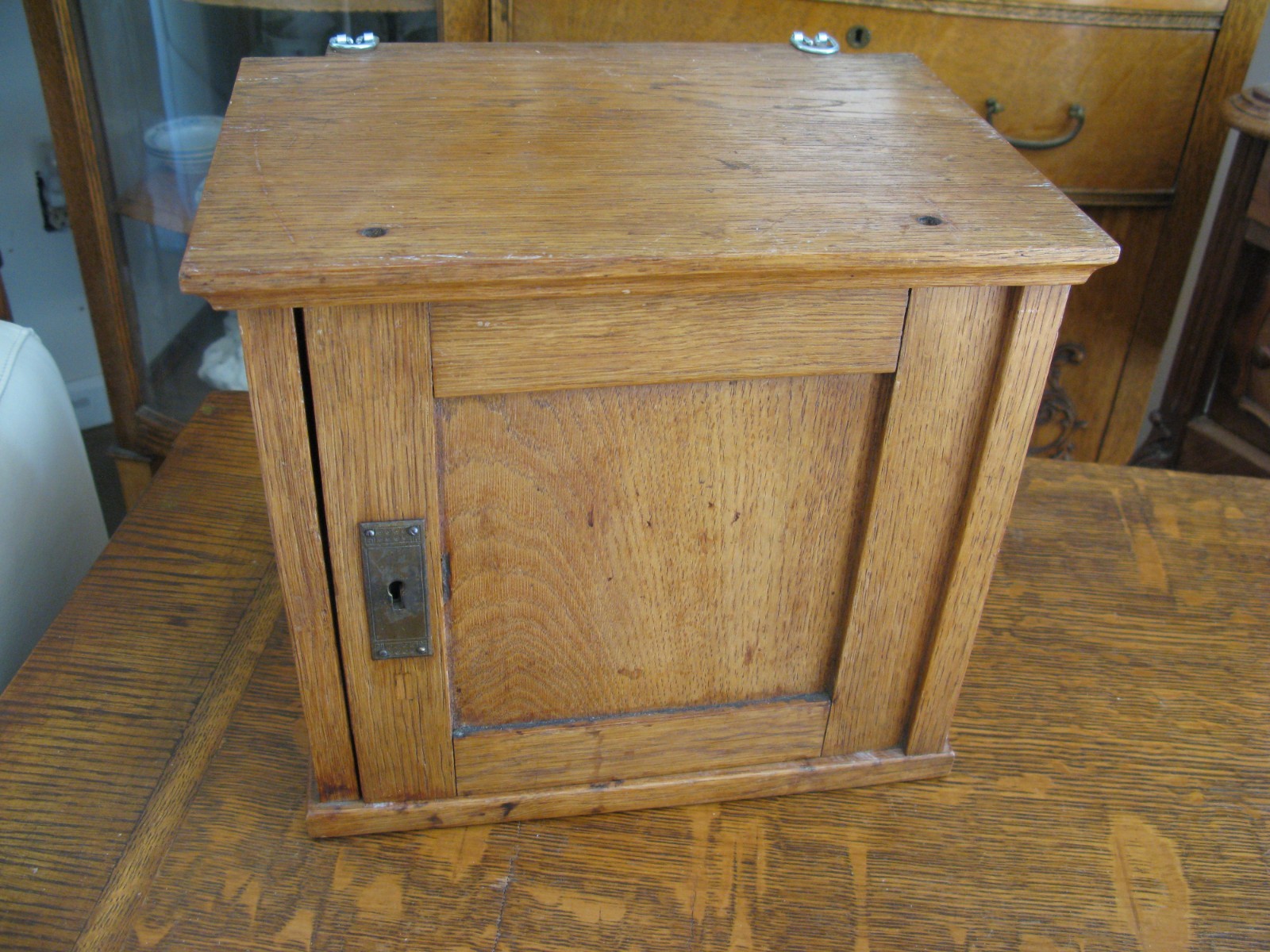 Antique Primitive Architectural Furniture Oak Wood Cabinet 12" x 11" x 13"