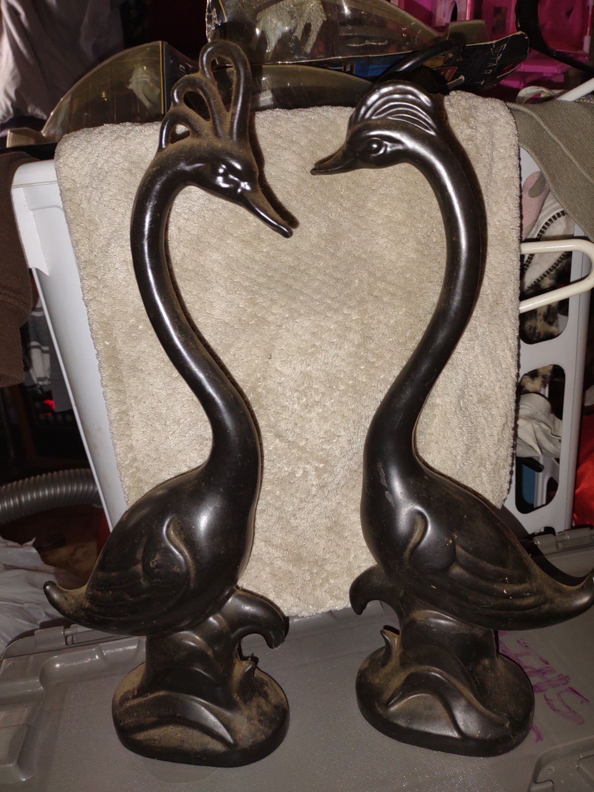pair mid century pottery geese