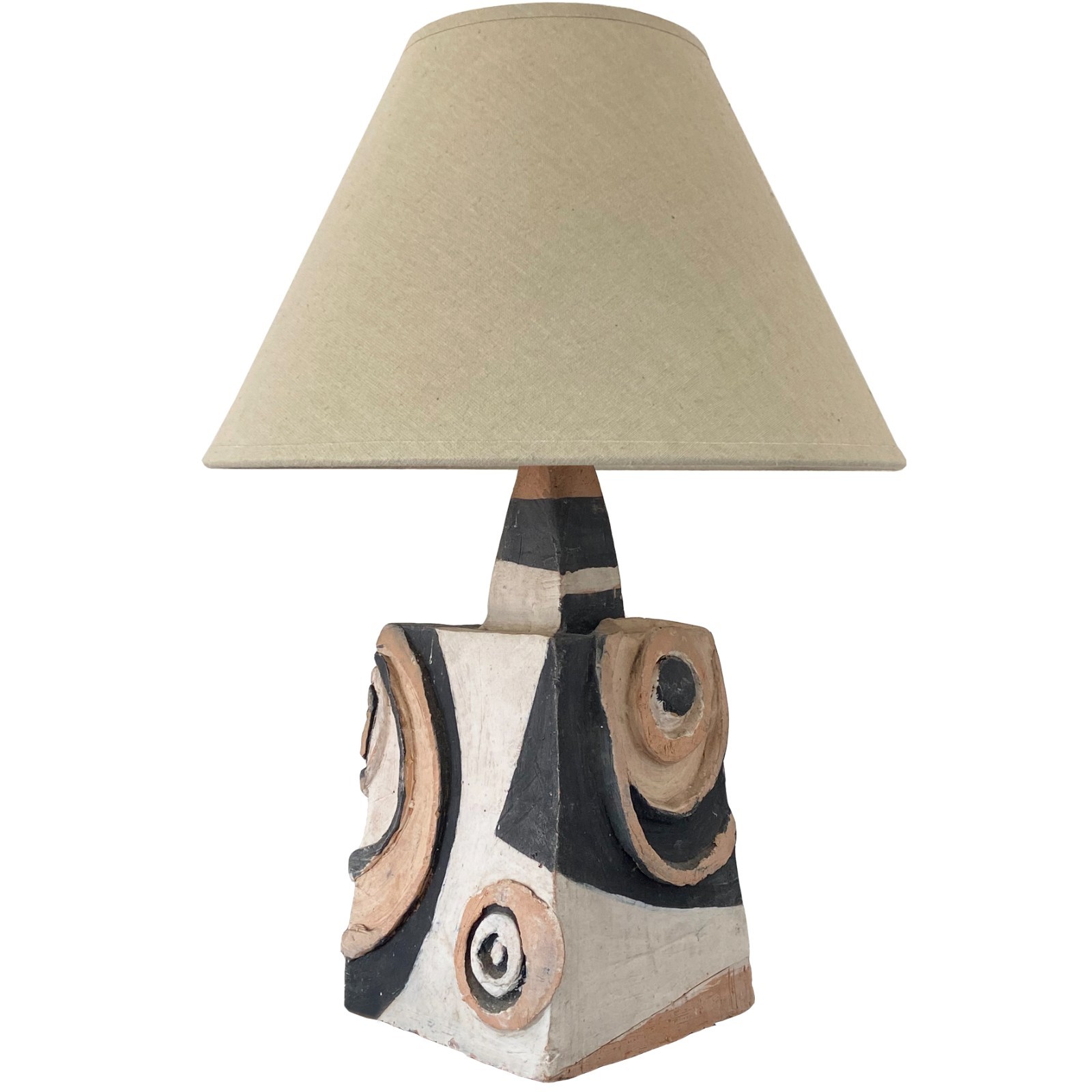 Large Vintage Abstract Art Studio Pottery Ceramic Table Lamp