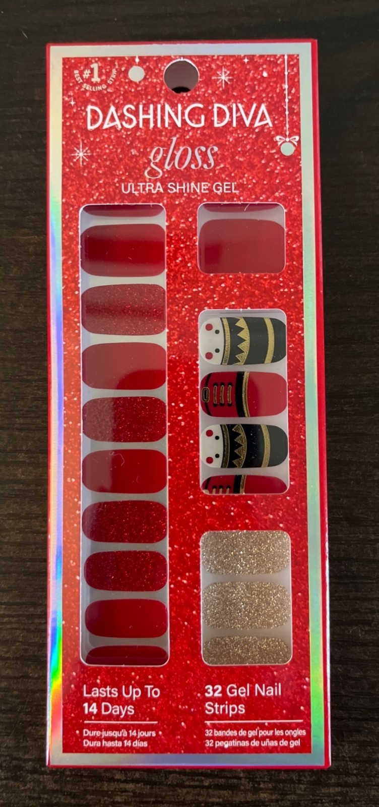 NIP Dashing Diva Gloss Press-On Nails Ultra Shine Gel Toy Soldier Christmas