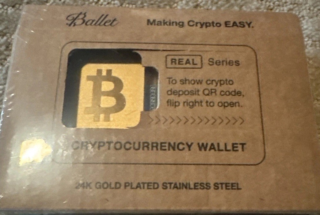 Cryptocurrency Wallet 24K Gold Plated Real Series Bitcoin Logo