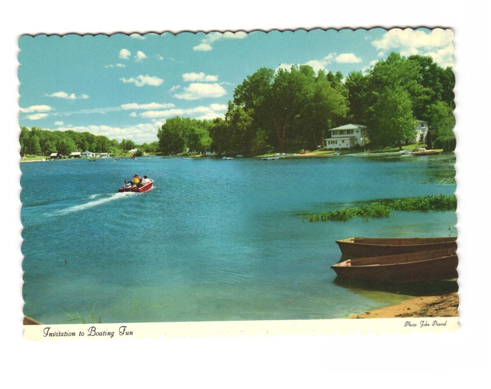Invitation to boating fun outdoor pleasures of Michigan vintage postcard unp