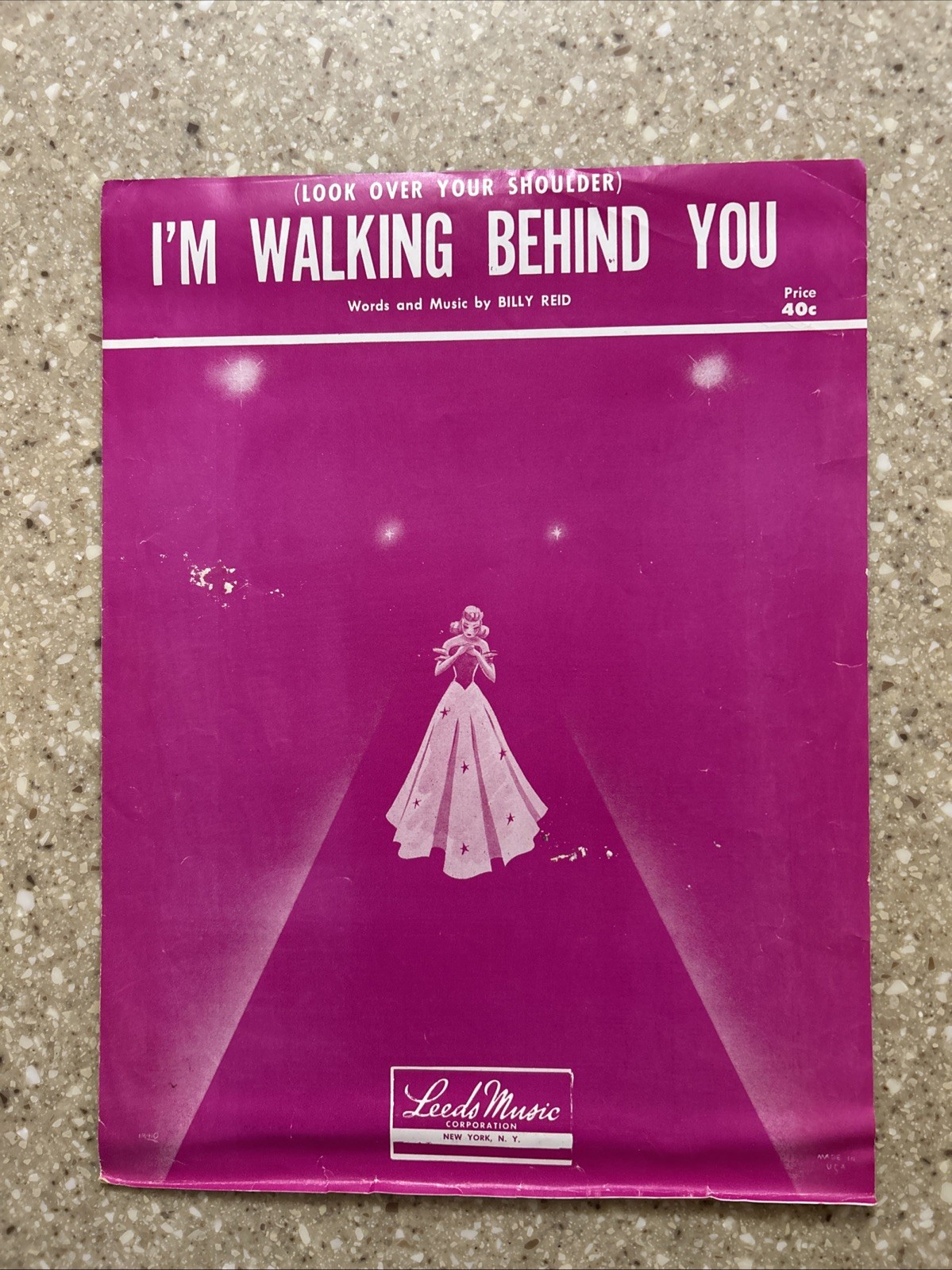 I’m Walking Behind You Piano Guitar Vocal Sheet Music Vintage 1953