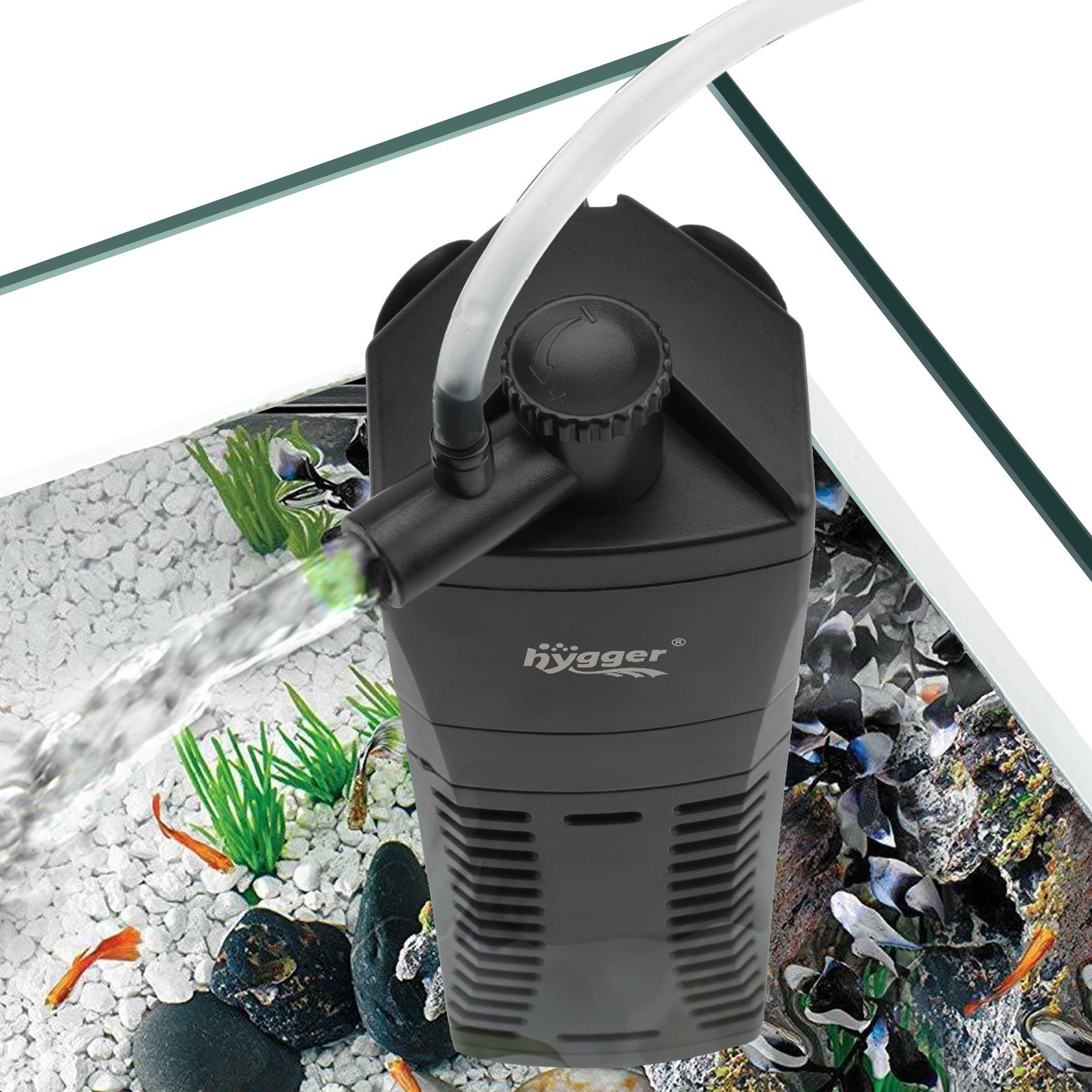 hygger Aquarium Power Filter 3-in-1 Aquarium Internal Pump Oxygen for 3-20 Gal
