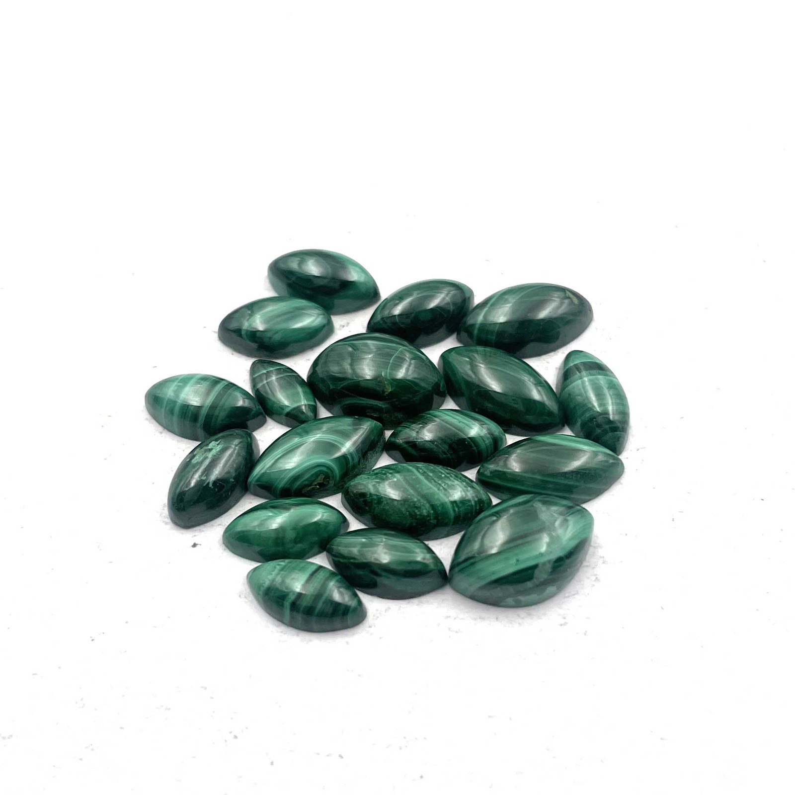 Natural Malachite Marquise Cabochon Loose Stone 18 Pcs 4-8*8-12 MM 40 CT