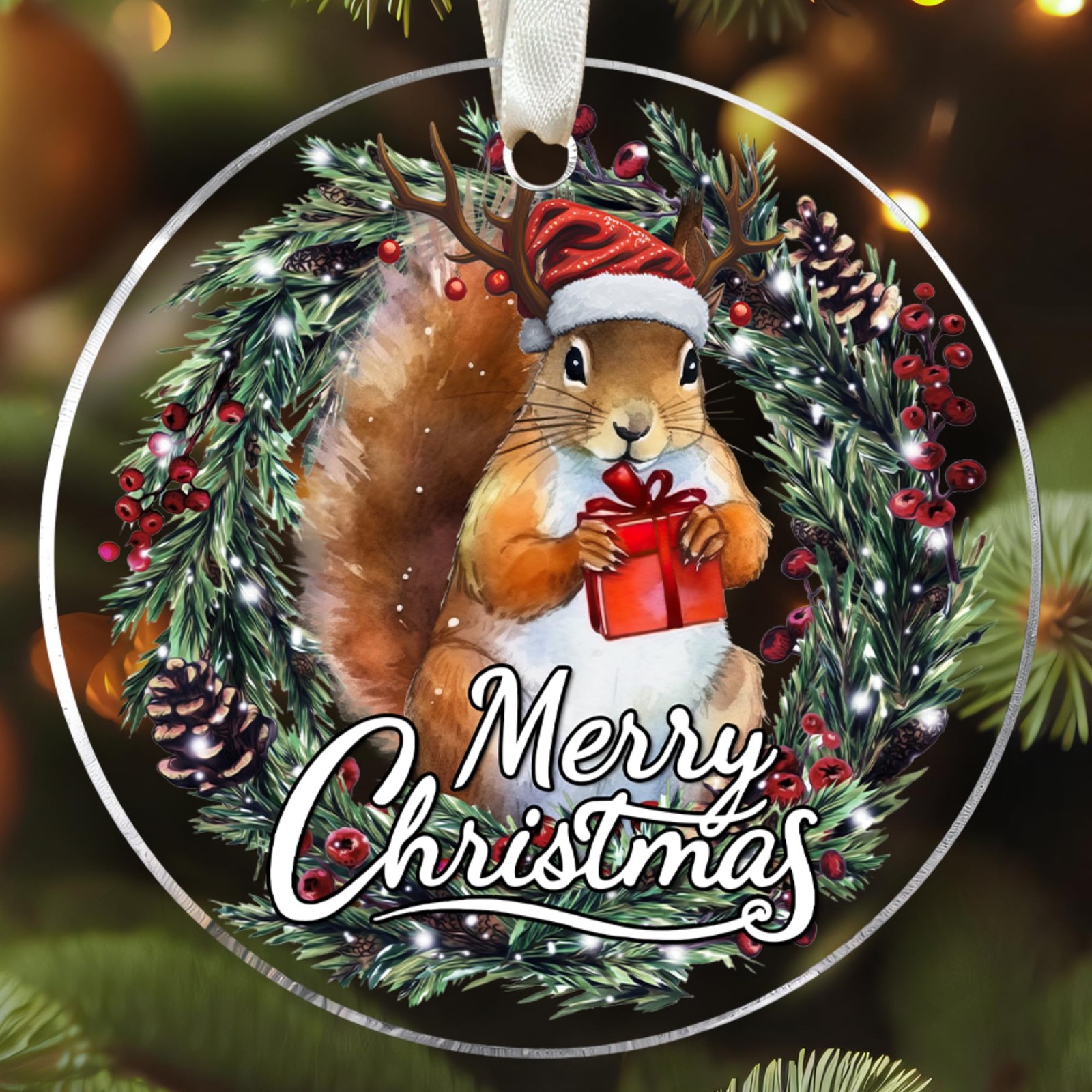 SUCHAGIFT Squirrel Ornaments - Christmas Ornament - Large, 