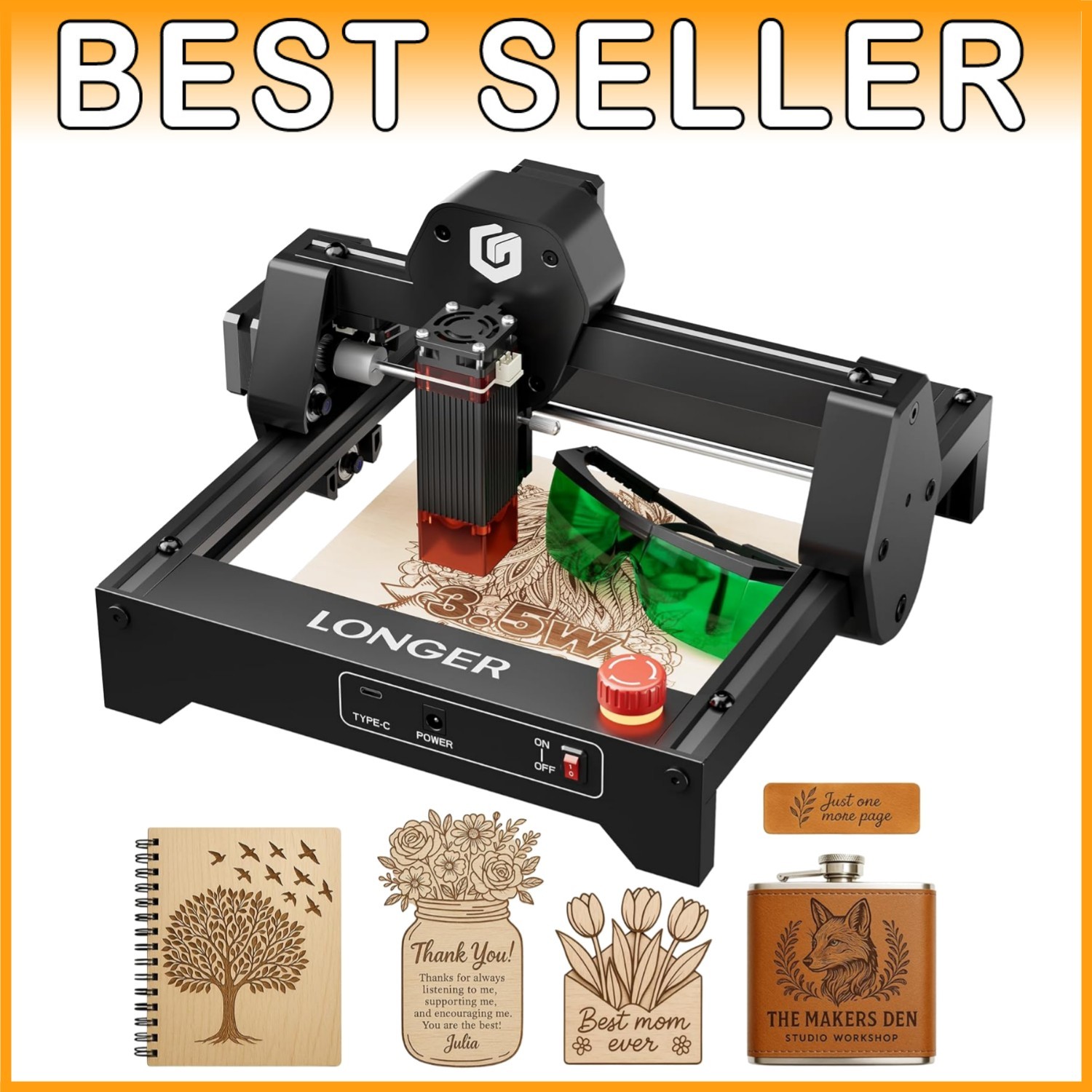Laser Engraver 3500mW High Precision 0.04 * 0.04mm