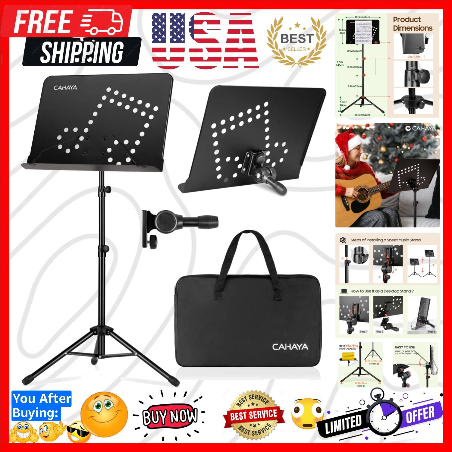 Portable sheet music stand: 3 in 1 Dual-use Sheet Music Stand & Desktop Book ...