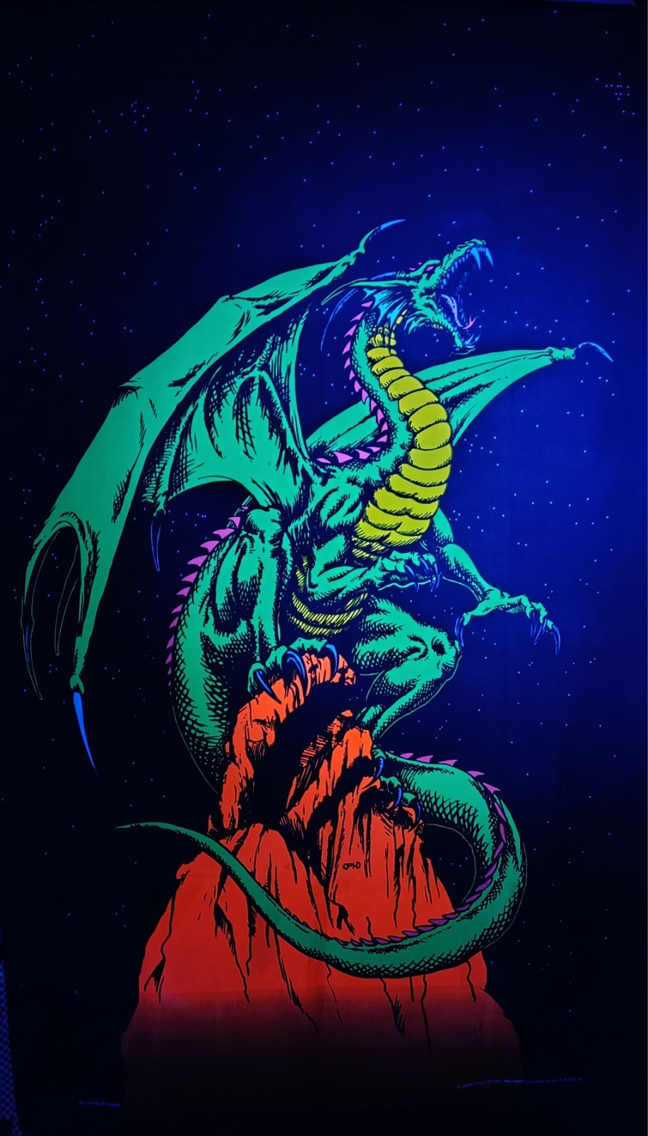 2000 Paul (Prof.) Herbert Roaring Dragon Blacklight Flag Banner 35" By 61"