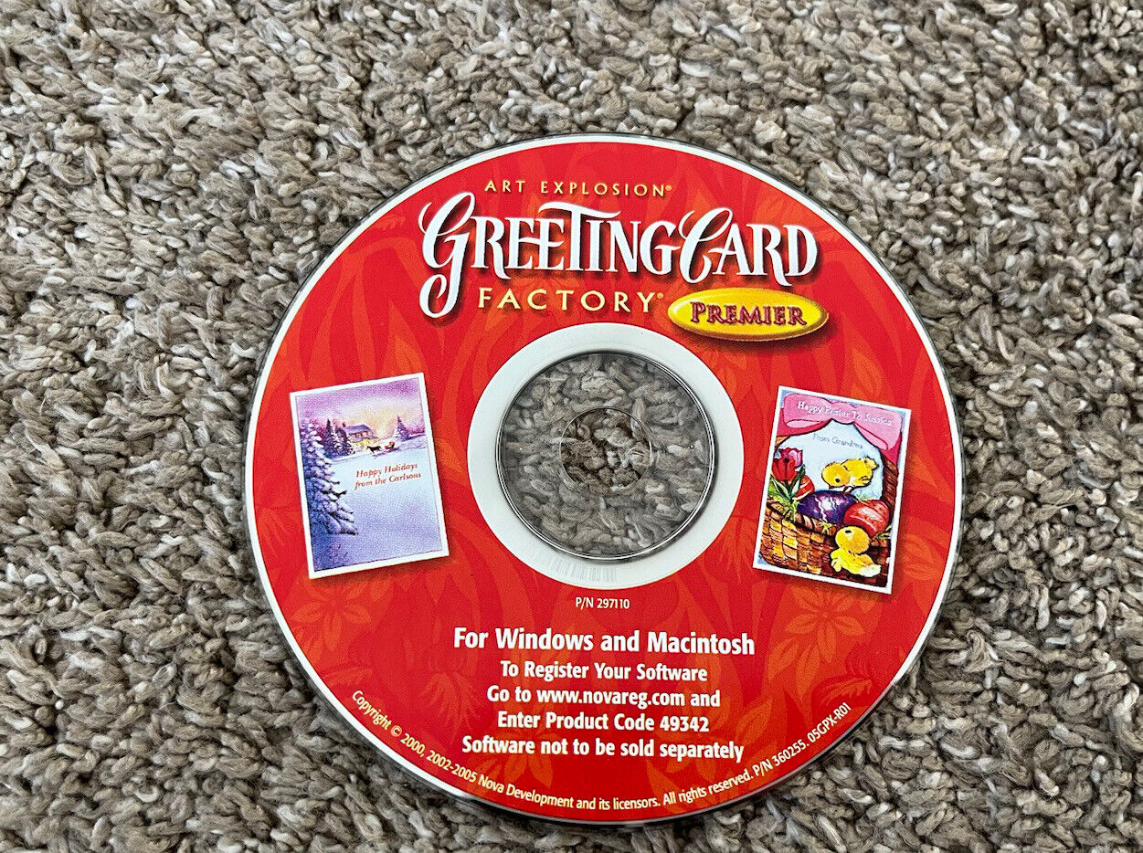 Art Explosion Greeting Card Factory Premier Disk Disc CD-ROM Windows Macintosh