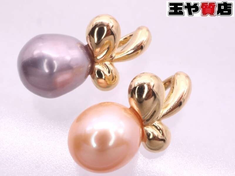 TASAKI Freshwater Pearl 6.6 6.9mm  Pendant Set of 2 K18YG Yellow Gold