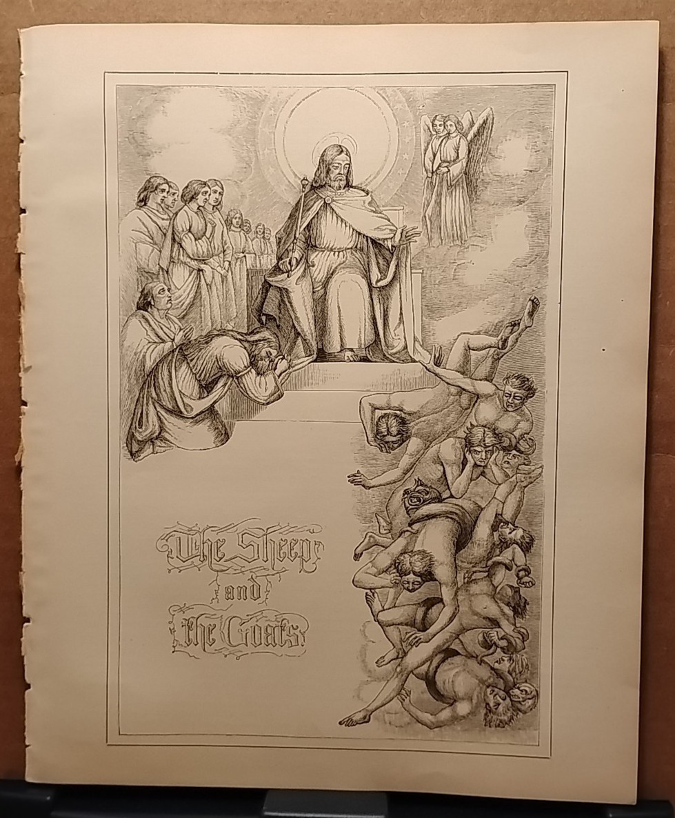 1884 - Vintage THE SHEEP & THE GOATS Antique Bible Print from 1800s (8.5" x 11")
