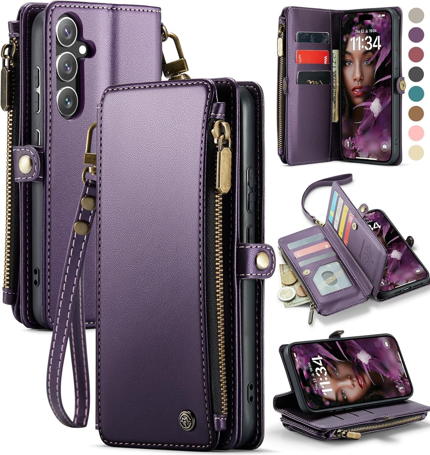 Samsung Galaxy S24 Plus Case Wallet with RFID Blocking Card Holder, Purple