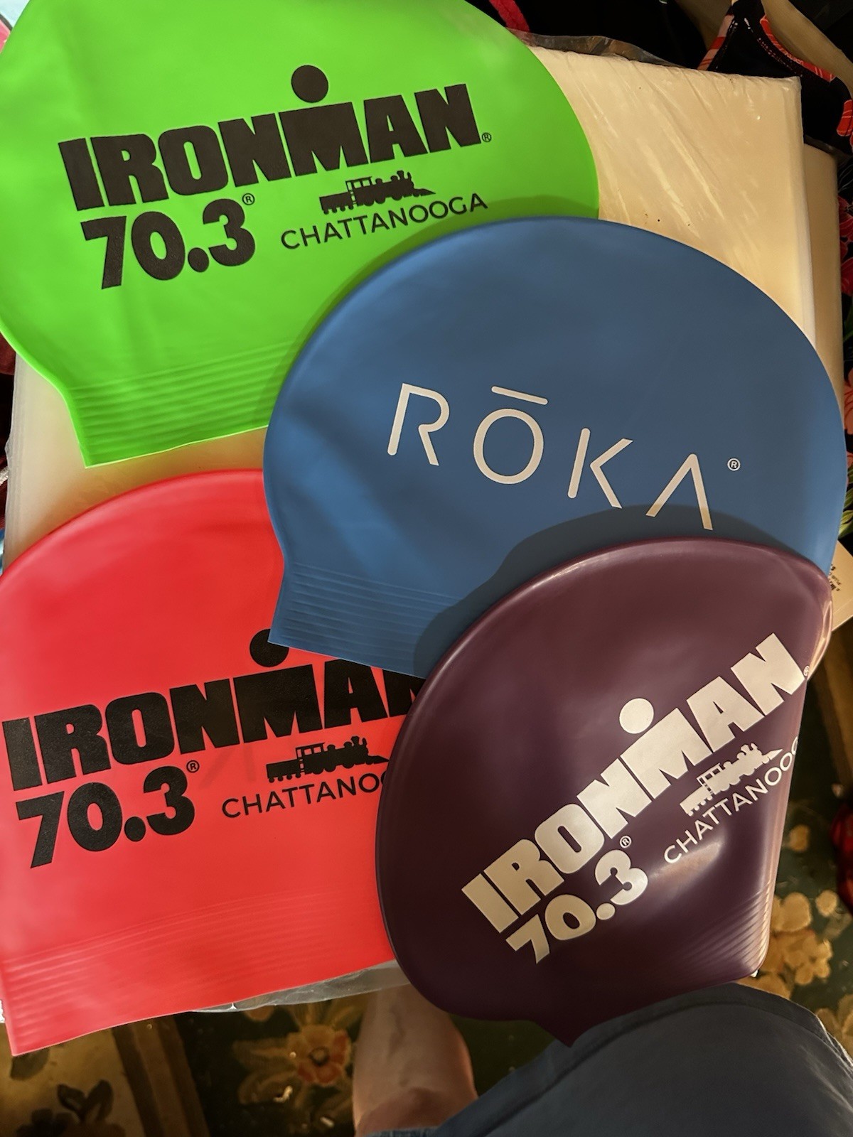 Ironman Triathlon Roka Swim Cap Pink,Green, Blue, Purple New U-pick Color & Qty