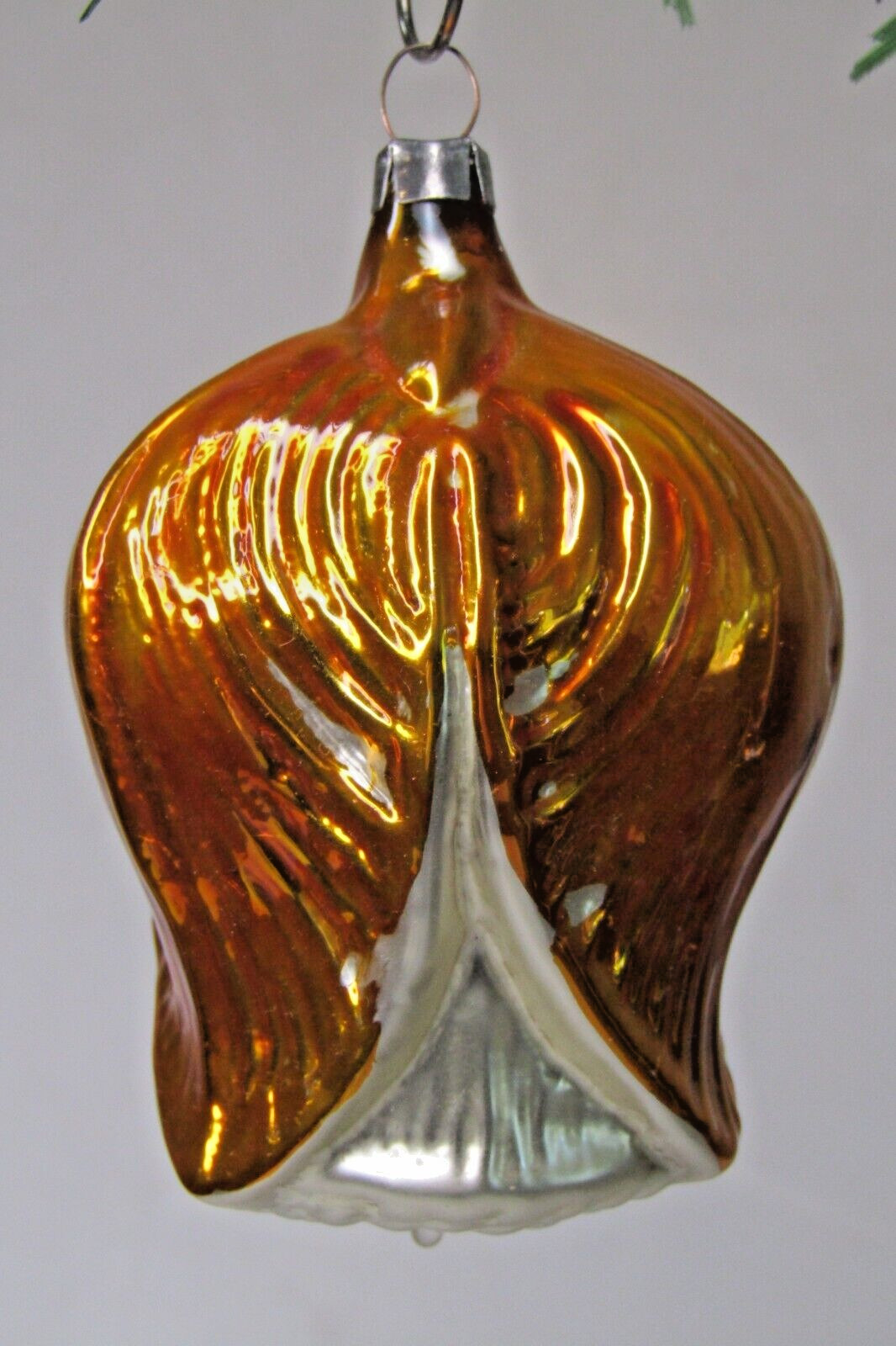 Vintage Blown Glass Outdent Bumpy TULIP FLOWER BUD Christmas Ornament Germany