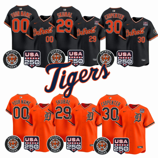 MEN - Custom Tigers Black/Orange 2026 Vapor Patch Stitched Jersey All Sizes
