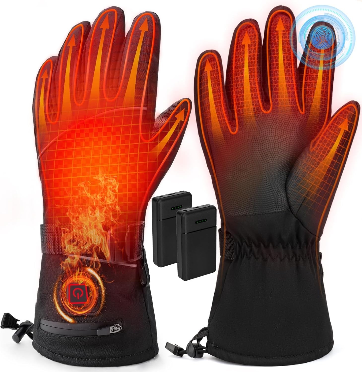 Rechargeable Heated Gloves for Men & Women - 3 Heat Levels, Touchscreen, Wate...