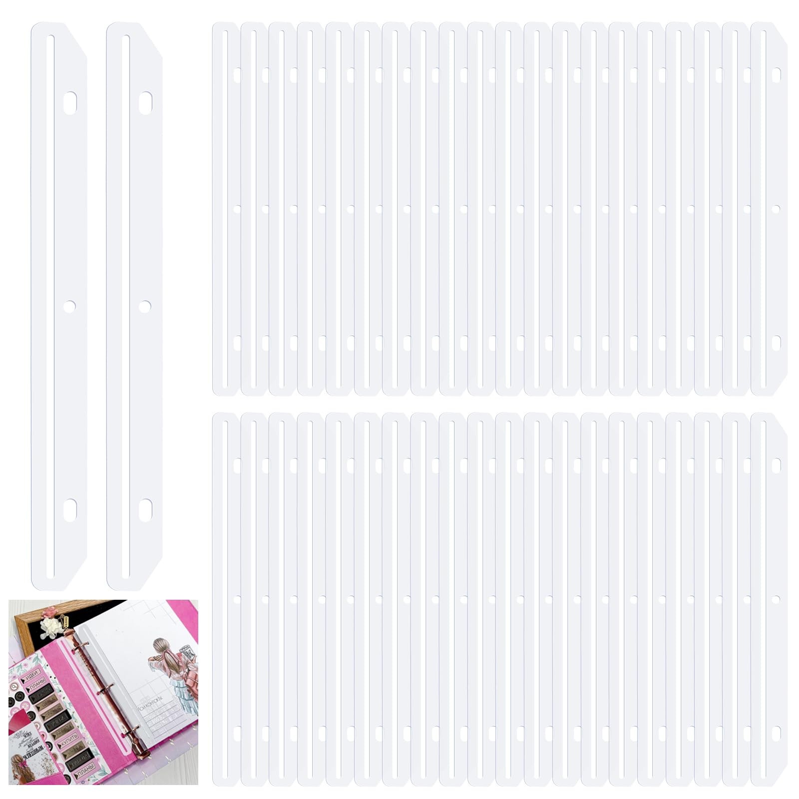 40Pcs Magazine Holders for Binders, 3 Hole Punched Plastic Clear 