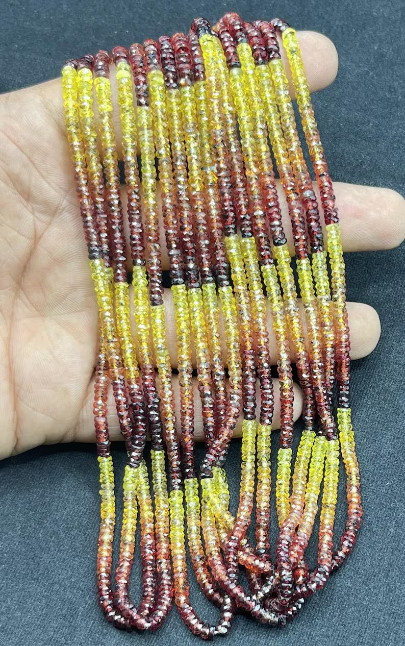 Genuine Shaded Yellow Sapphire Beads 3mm AAA+ Faceted Rondelle 16 Inch Strand