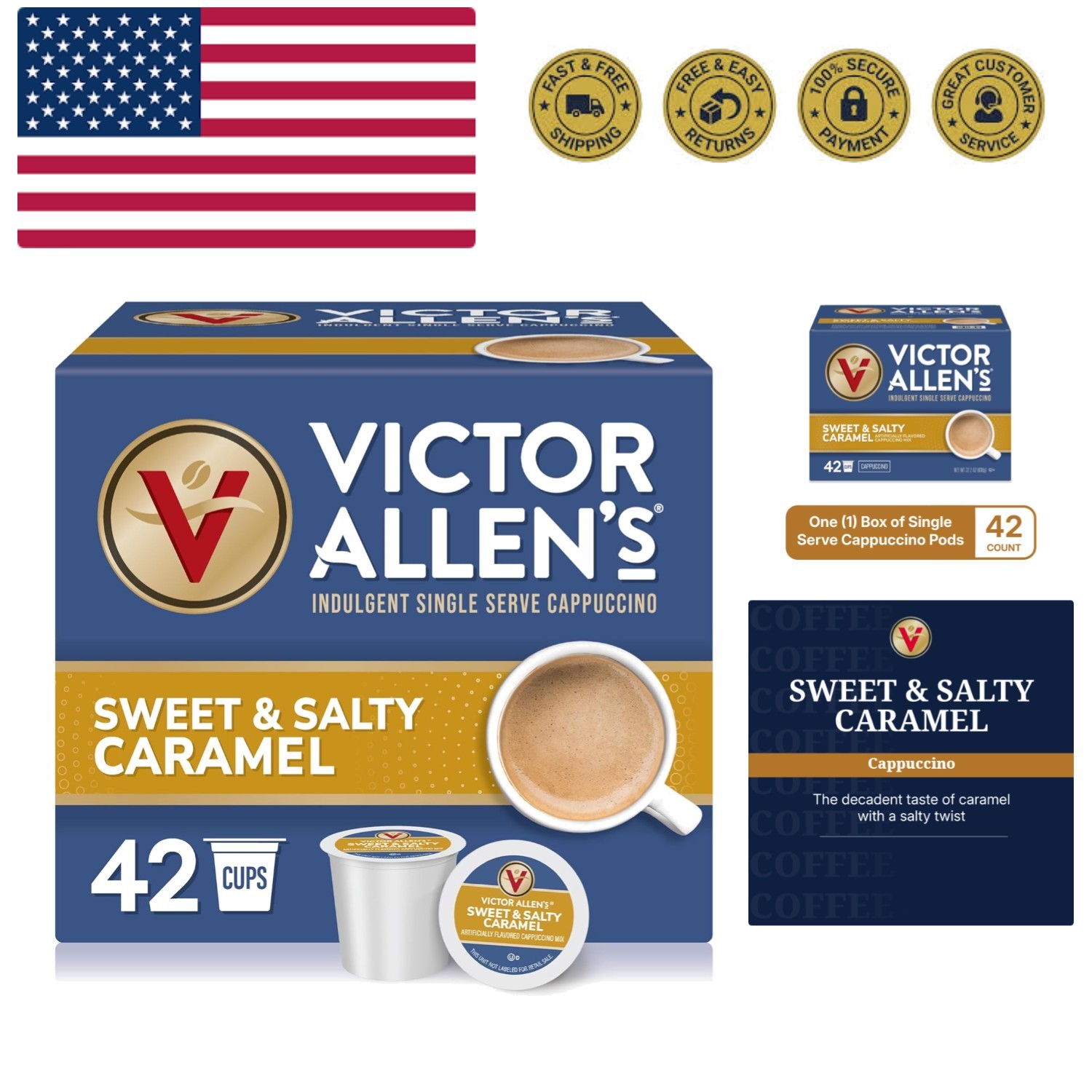 Sweet and Salty Caramel Flavored Cappuccino Mix, 42 Count, Single Serve K-Cup...