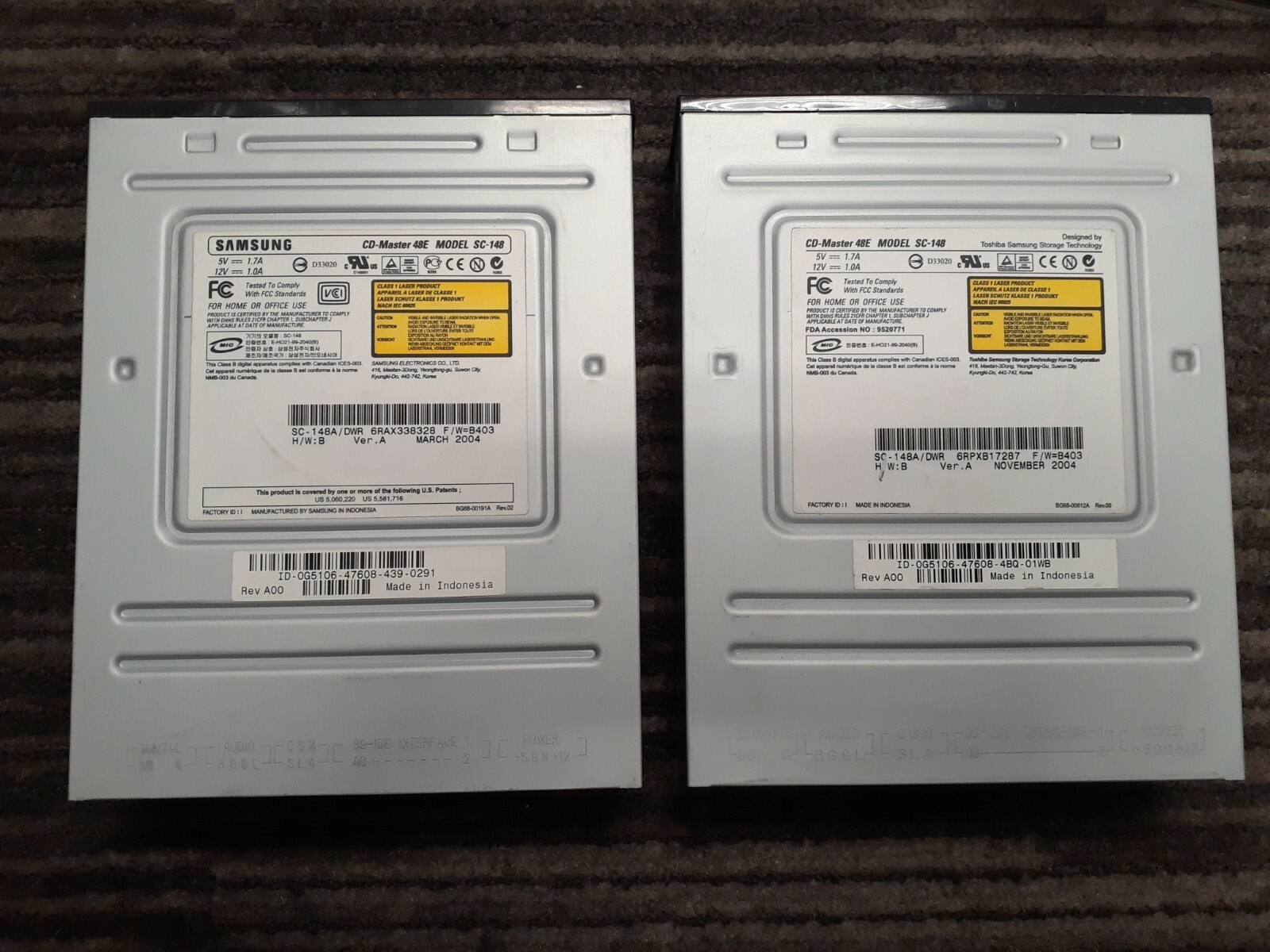 (2) TOSHIBA SAMSUNG CD MASTER 48E DRIVE SC-148A/DWR VER A 0G5106 REV A00