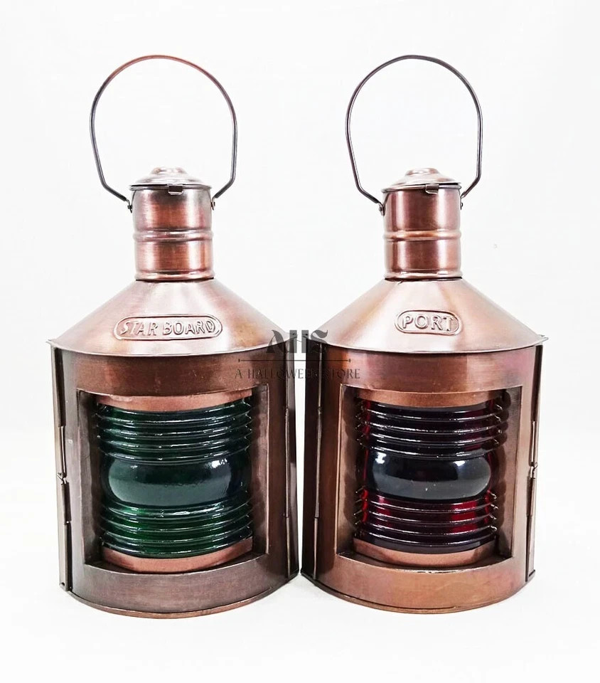 Set of Two Nautical Port & Starboard Oil Lanterns – Red and Green Marine Boat