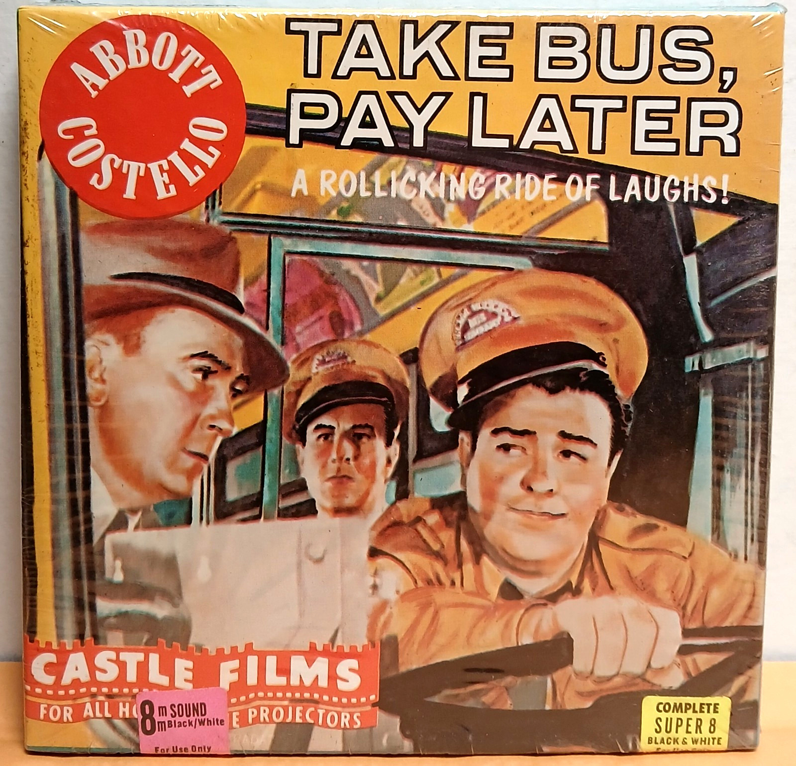 SUPER 8 SOUND-ABBOTT & COSTELLO-"TAKE BUS PAY LATER"-CASTLE FILMS SEALED PRINT