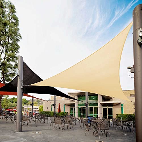  Beige 12' x 12' x 12' Triangle Sun Shade Sail RS-SLT, 95% UV Blockage, 200GSM 