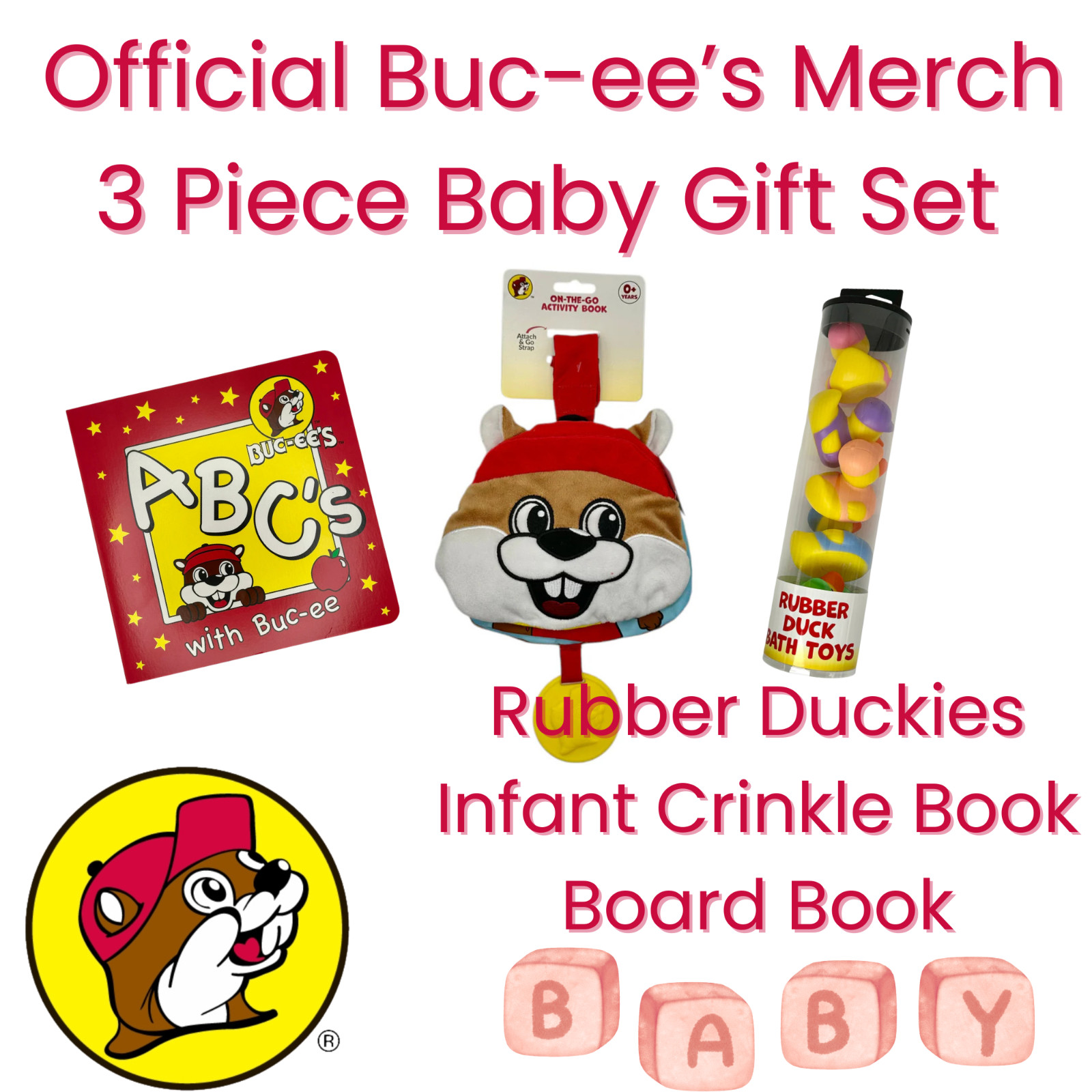 Official Buc-ee's Baby Gift Set Items Book Ducks Infant Crinkle Activity