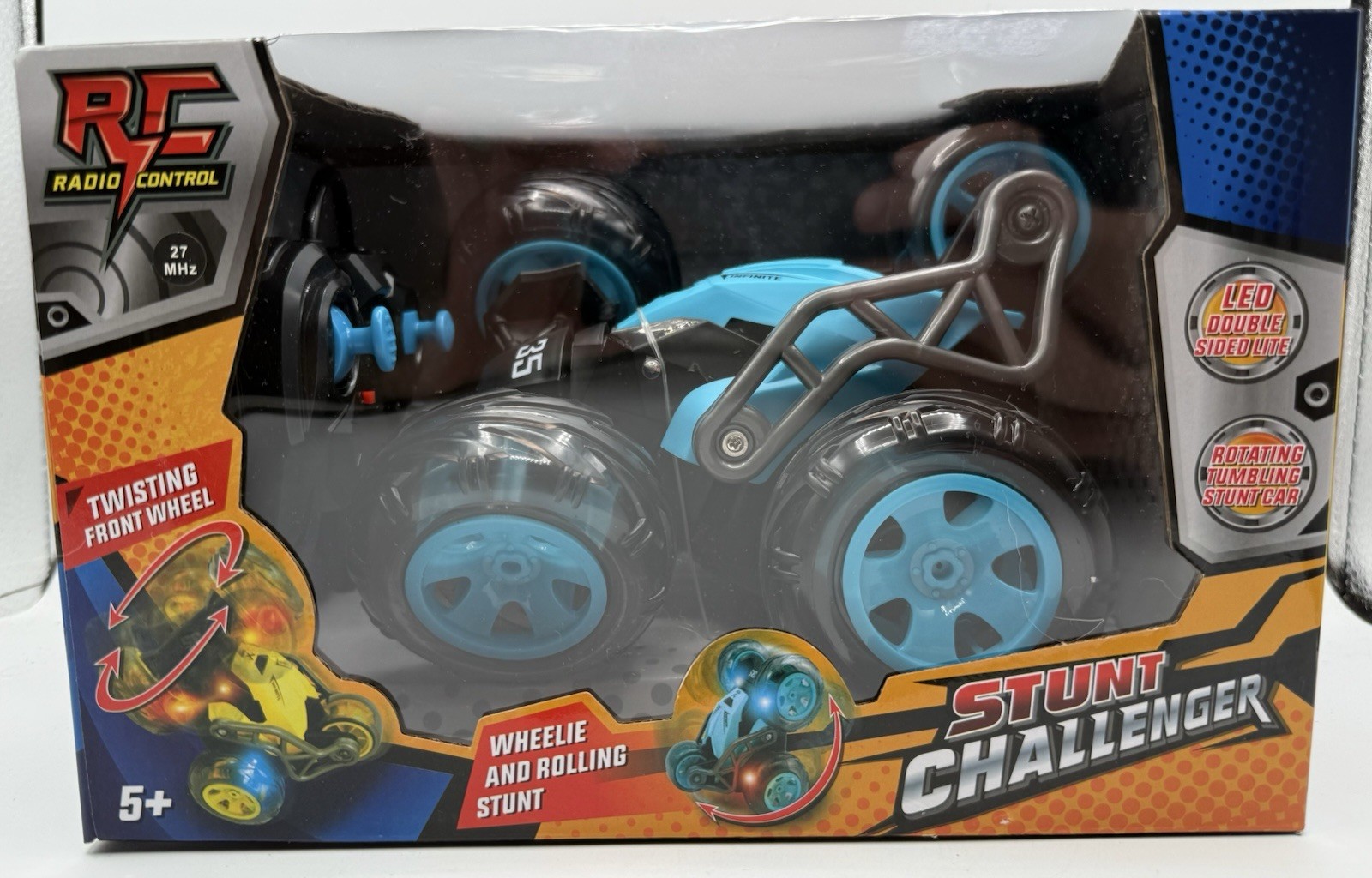 Stunt Challenger RC Radio Control LED Double Sided Lite Twisting Front Wheel Toy