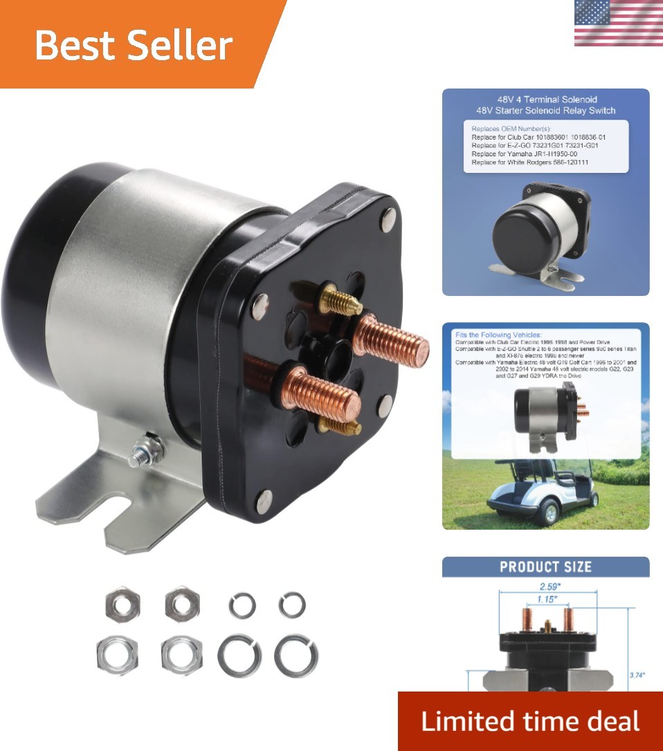 Heavy Duty 48V 4 Terminal Solenoid Heavy Duty 48V Solenoid Relay Switch Repla...