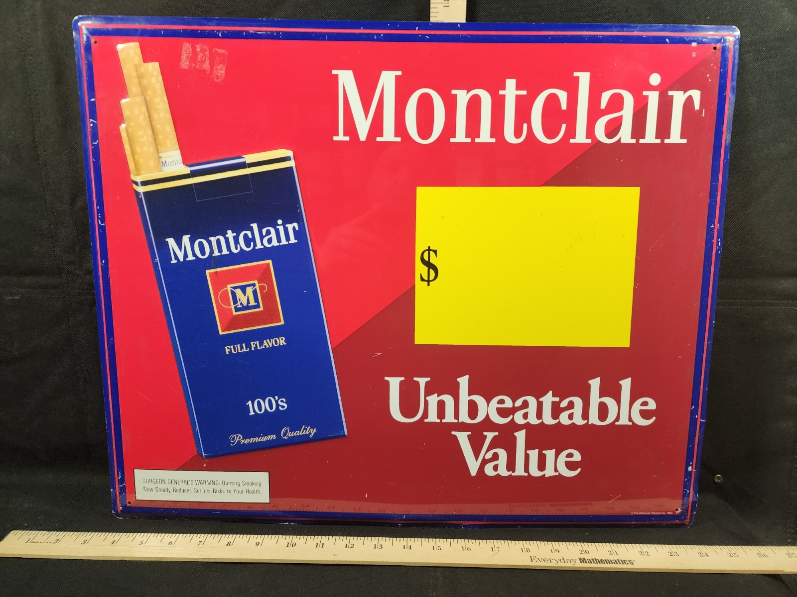 Vintage 1994 Montclair Cigarette Sign Store Retail Advertising OGPadsOnBack #2