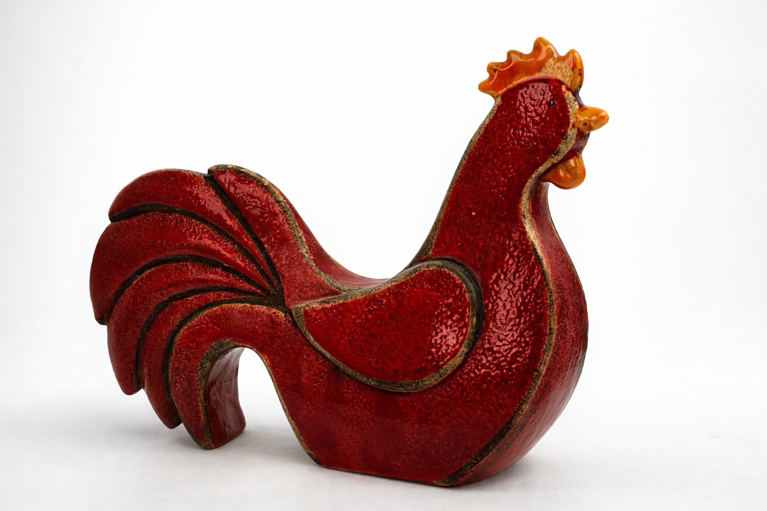 Fun And Funky Red Ceramic Rooster Farmhouse Decor