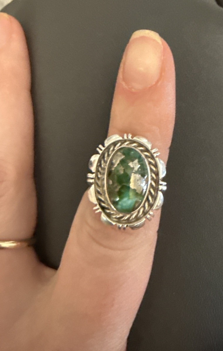  Navajo Sterling Silver Golden Hills Turquoise Ring Size 7