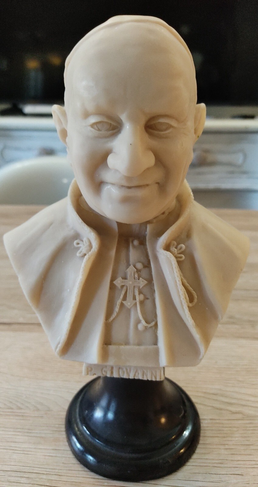 Sculpture P.Giovanni Xxiii Powdered Of Marble/Alabas. The Dad Buono. Piccinini