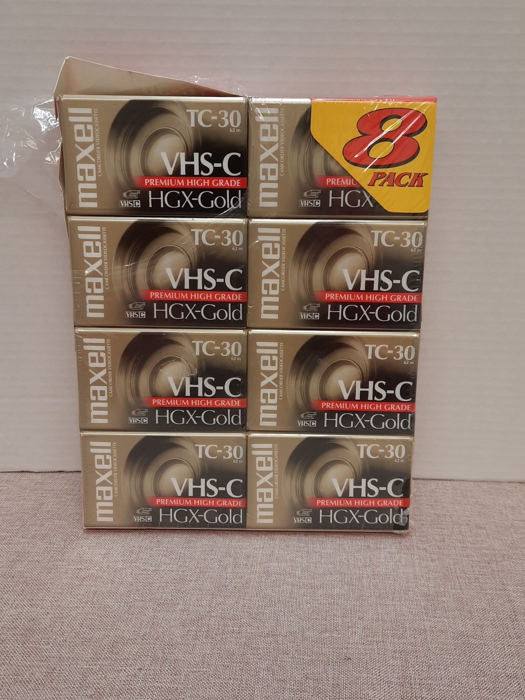 Maxell VHS-C Camcorder HGX-Gold Premium High Grade TC-30 Videotape 8 Pack
