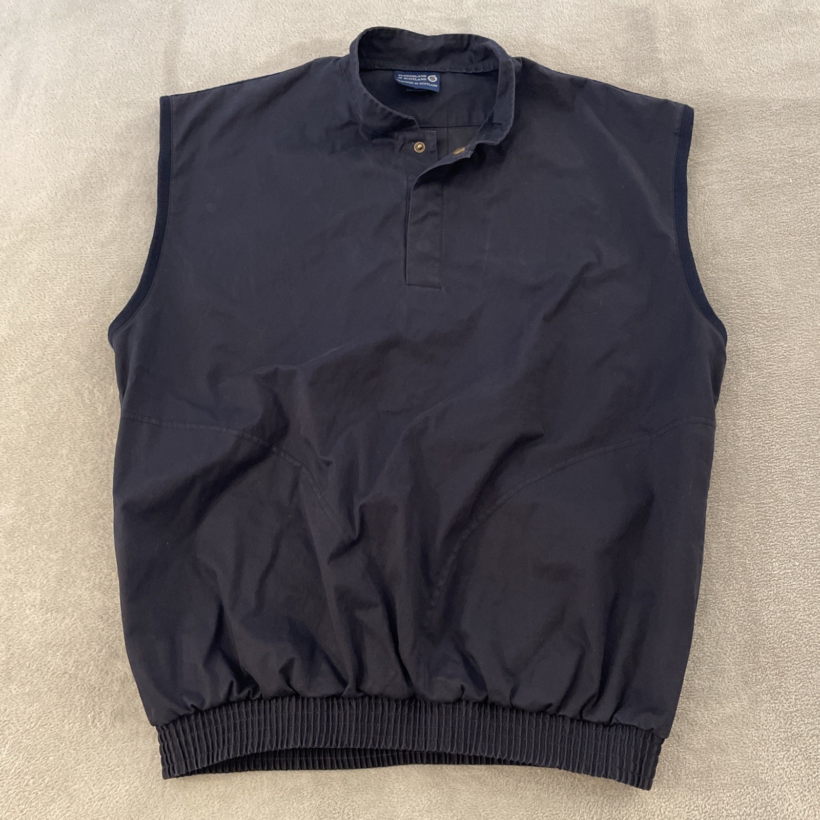 Vintage Sunderland Of Scotland Pullover Gilet Vest Men's L Mandarin Collar Blue