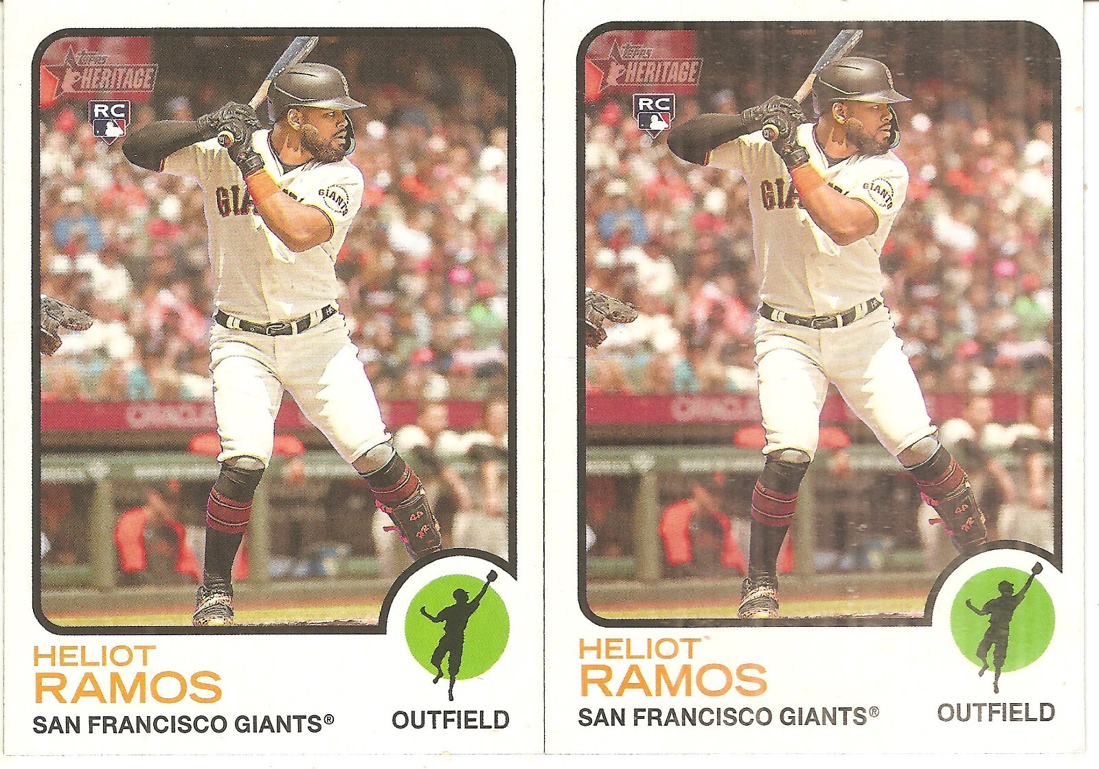 2 CARD 2022 TOPPS HERITAGE HELIOT RAMOS ROOKIE BASEBALL CARD LOT