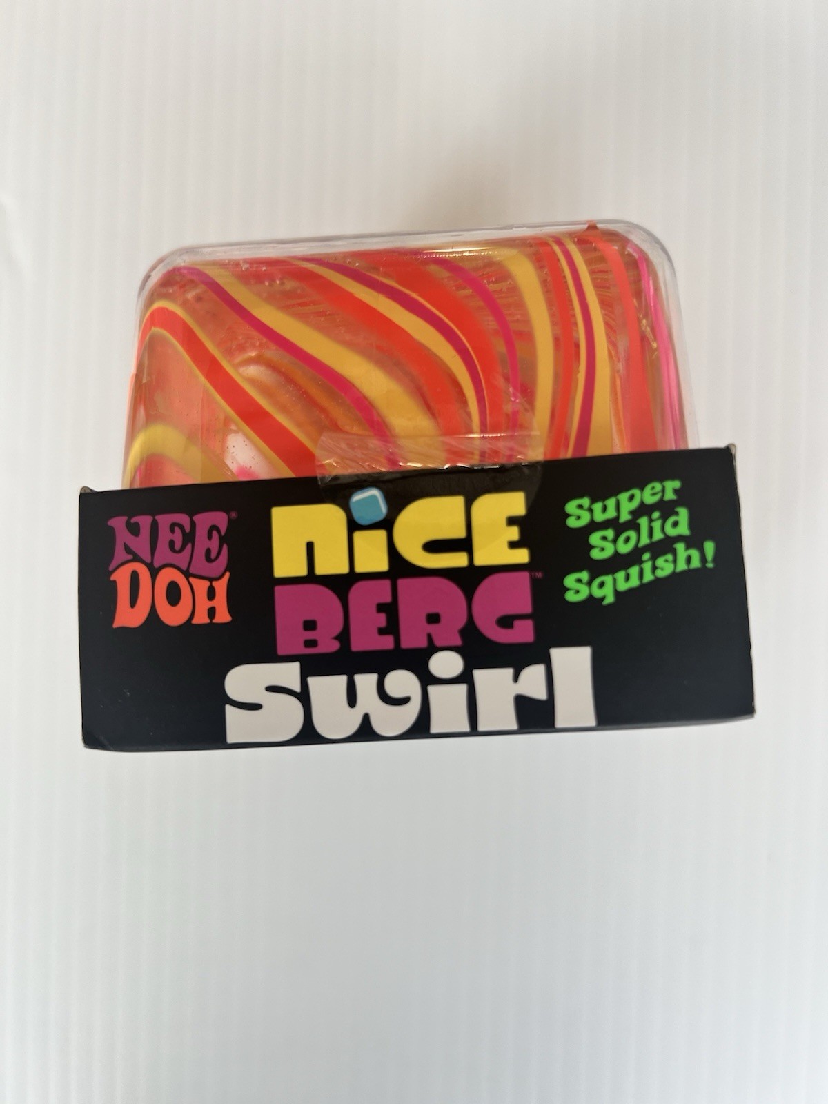 NeeDoh Nice Berg Swirl, XL Giant Nee Doh Squishy Swirl Cube 🧡Orange Pink Yellow