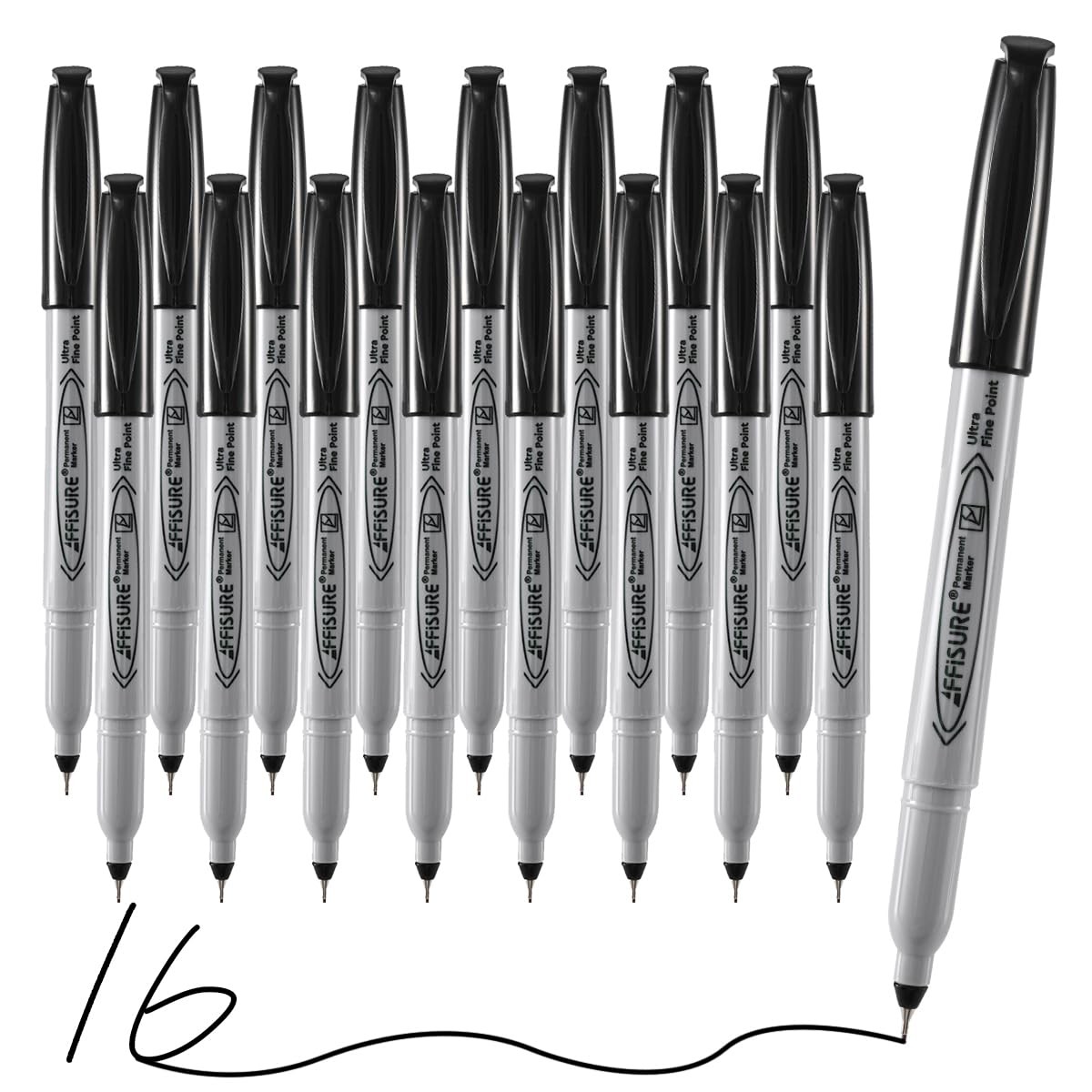 Permanent Markers, Ultra Fine Point, Black, 16 1 Count (Pack of 16), Black 