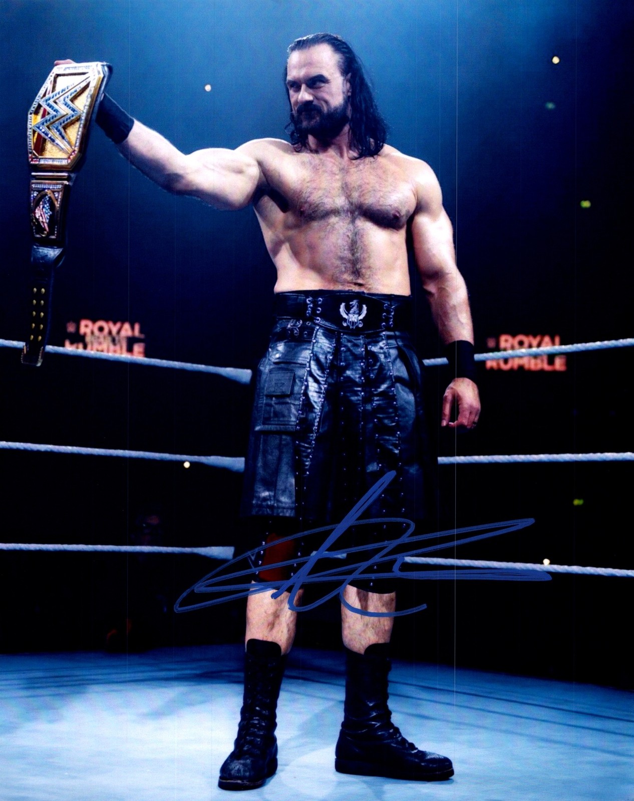 Drew McIntyre WWE Title Raise Pose Signed Autographed Photo Authentic 8X10 COA