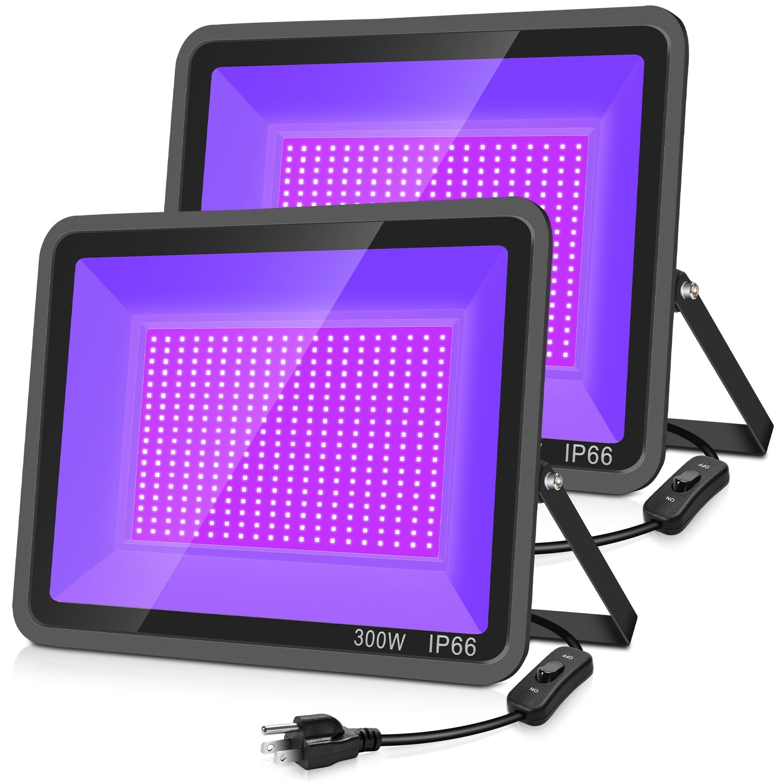 YANYCN 2 Pack 300W LED Black Light,Black 2pack led black light, Violet 