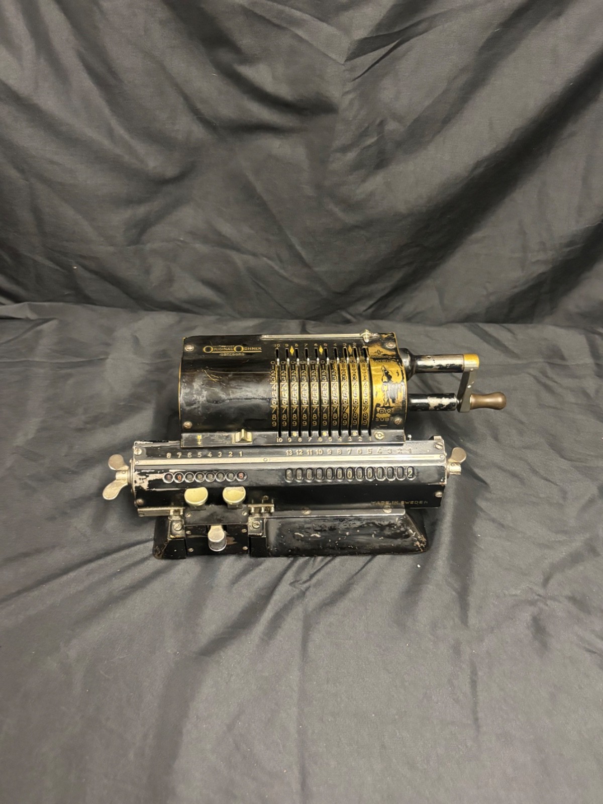 Original Odhner M602 N Mechanical Calculator Sweden Antique Pinwheel Adding Mach