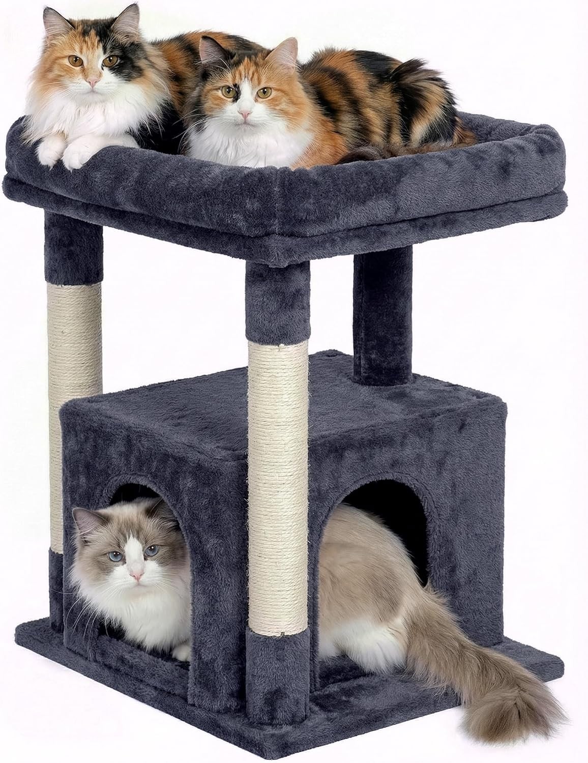 Perch Bed for Adult Cats, 23.6in Cat Tower with Scrathing Post, Cat Condo