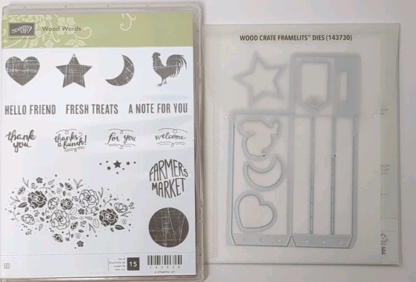 NEW Stampin Up! Wood Words Rubber Clear Mount stamp set & Framelits bundle 