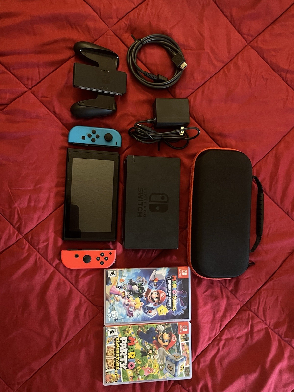 Nintendo Switch Console Mario Party Superstars, Mario + Rabbids, Accessories 